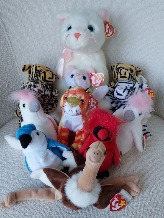 Ty Other - Lot Of 11 Ty Beanies Babies + 1 Buddy - Cats & Birds Can Be Friends